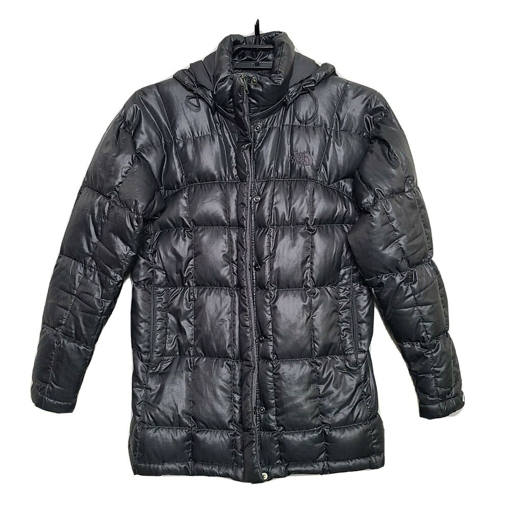 The North Face 600 Down Parka Puffer Jacket Coat Hood Womens Small Silver Gray